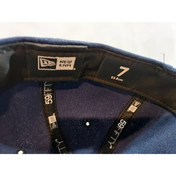 Kansas City Monarchs New Era 59Fifty Fitted Hat Cap Blue KC Negro League Size 7 - Picture 7 of 7